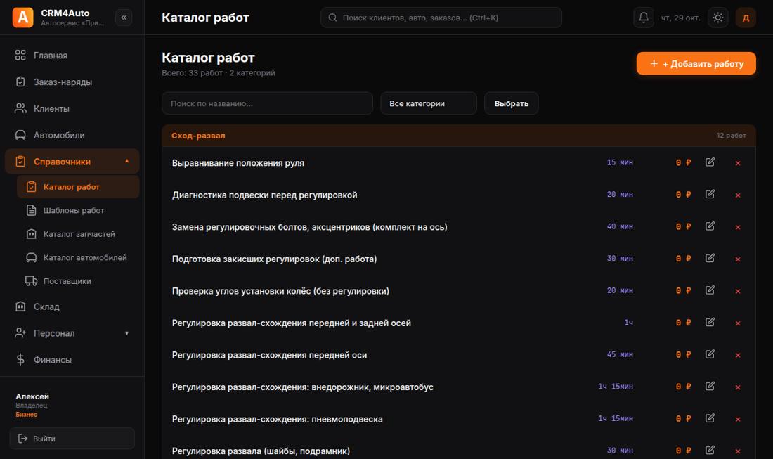 Каталог работ